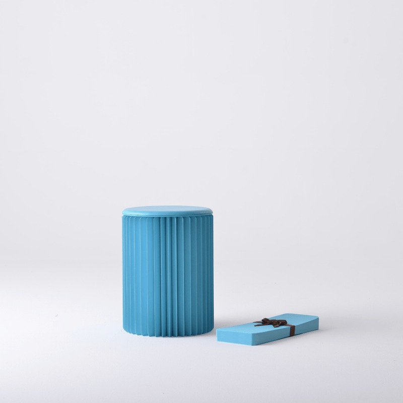 Foldable Circular Paper Table - Blue - Paper Lounge