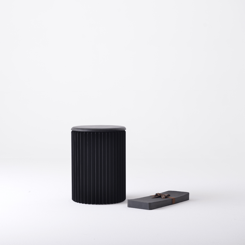 Foldable Circular Paper Table - Black - Paper Lounge
