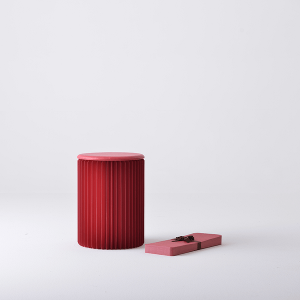 Foldable Circular Paper Table - Red - Paper Lounge