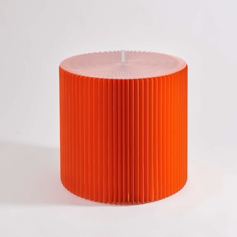 Foldable Circular Paper Table - Orange - Paper Lounge