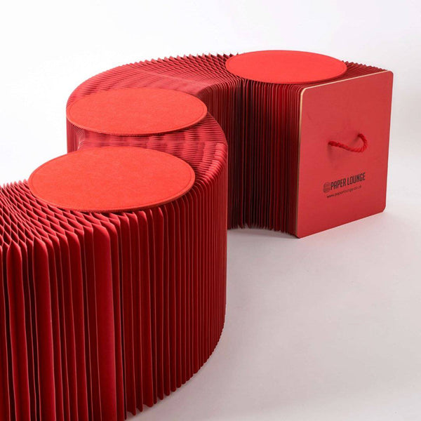 Foldable Paper Bench - Red - Paper Lounge