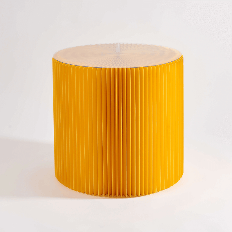 Foldable Circular Paper Table - Yellow - Paper Lounge