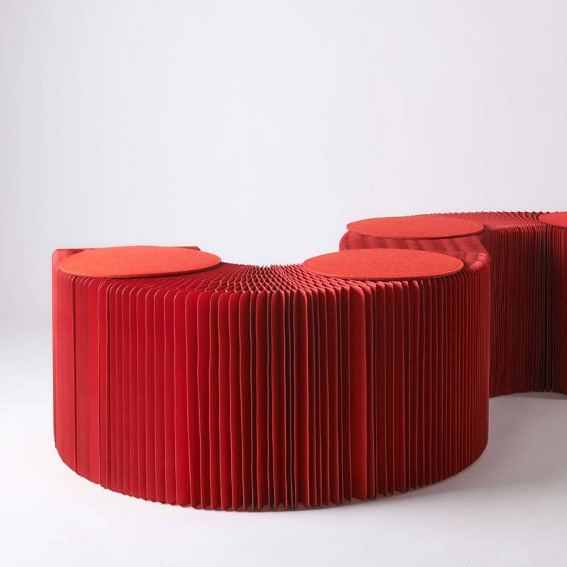 Foldable Paper Bench - Red - Paper Lounge