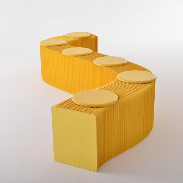 Foldable Paper Bench - Yellow - Paper Lounge