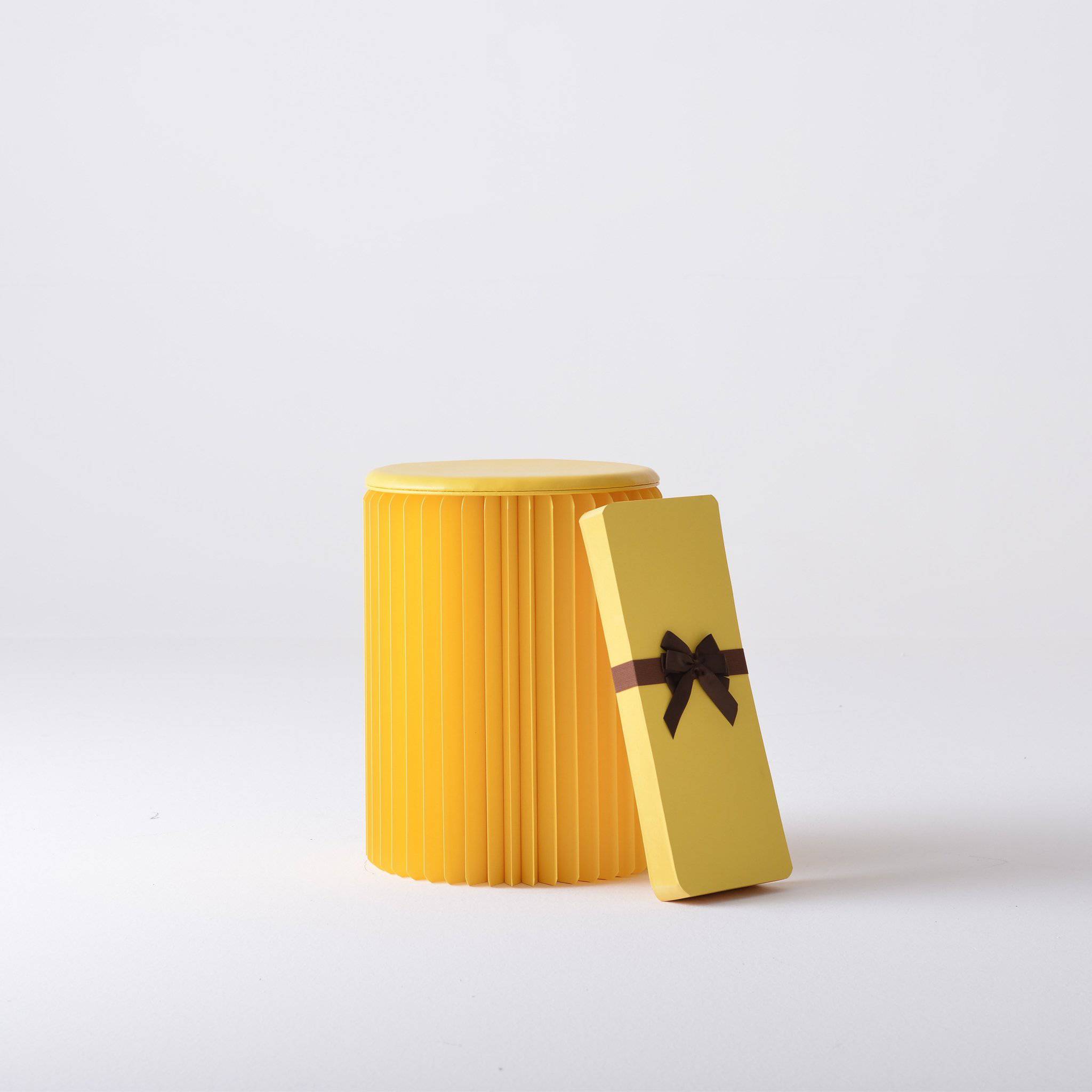 Concertina Paper Stool Yellow Paper Lounge