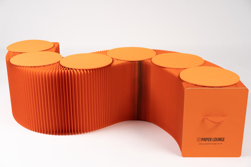 Foldable Paper Bench - Orange